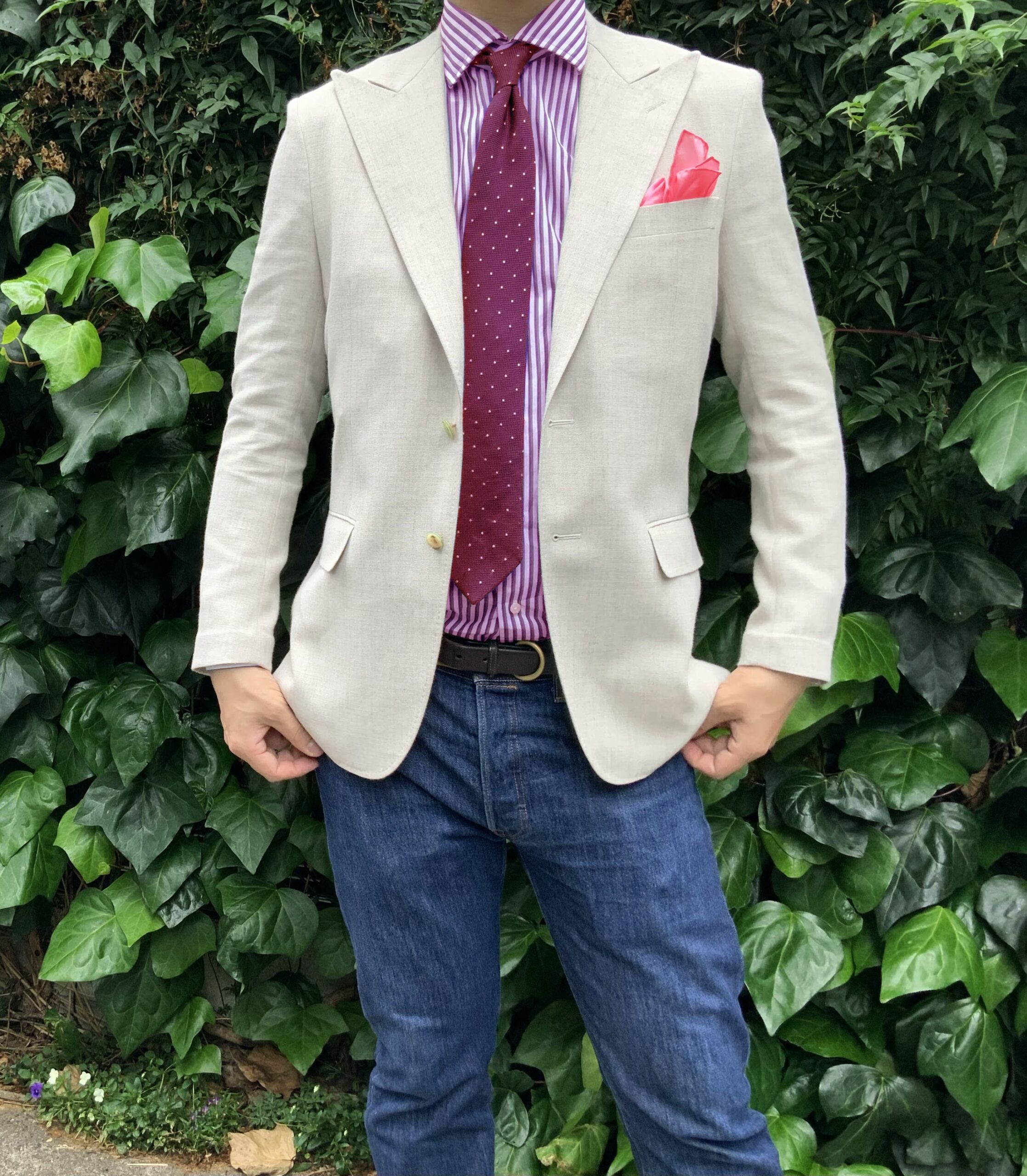 THE SUIT COMPANY スペシャルコラボ リネン シャツジャケット スリーピース SET UP ジャケット（テーラードジャケット